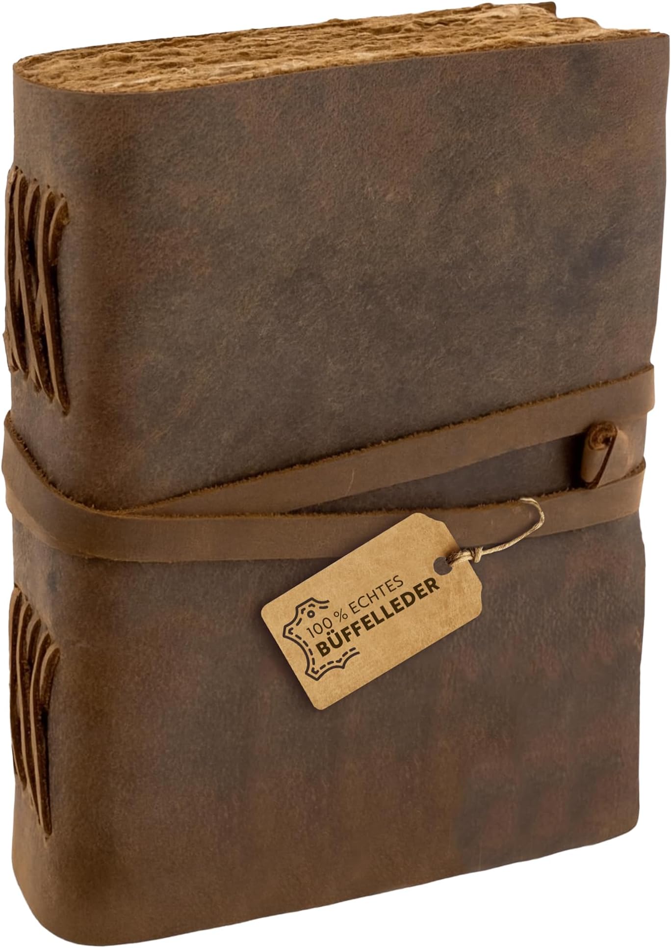 moonster Leather Journal Notebook A5 – 8x6 Inch Handmade Vintage Diary with 240 Unlined Deckle Edge Pages – Genuine Buffalo Leather for Writing, Sketching & Travel