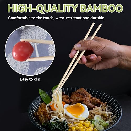 Vista 18 de 20 pares de palillos de 9.5 pulgadas x 20 pares, reutilizables, diseño simple y minimalista, más opciones de tamaño de 7"/9.5"/12