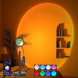 Sunset Lamp - RGB Sonnenuntergang Lampe - App-Steuerung USB-Anschluss LED Projektor 180 ° Drehbares Romantisches Vision-Stimmungslicht für Fotografie, Selfie, Dopamine, Wohnzimmer Deko - Amazon product rated Grade A