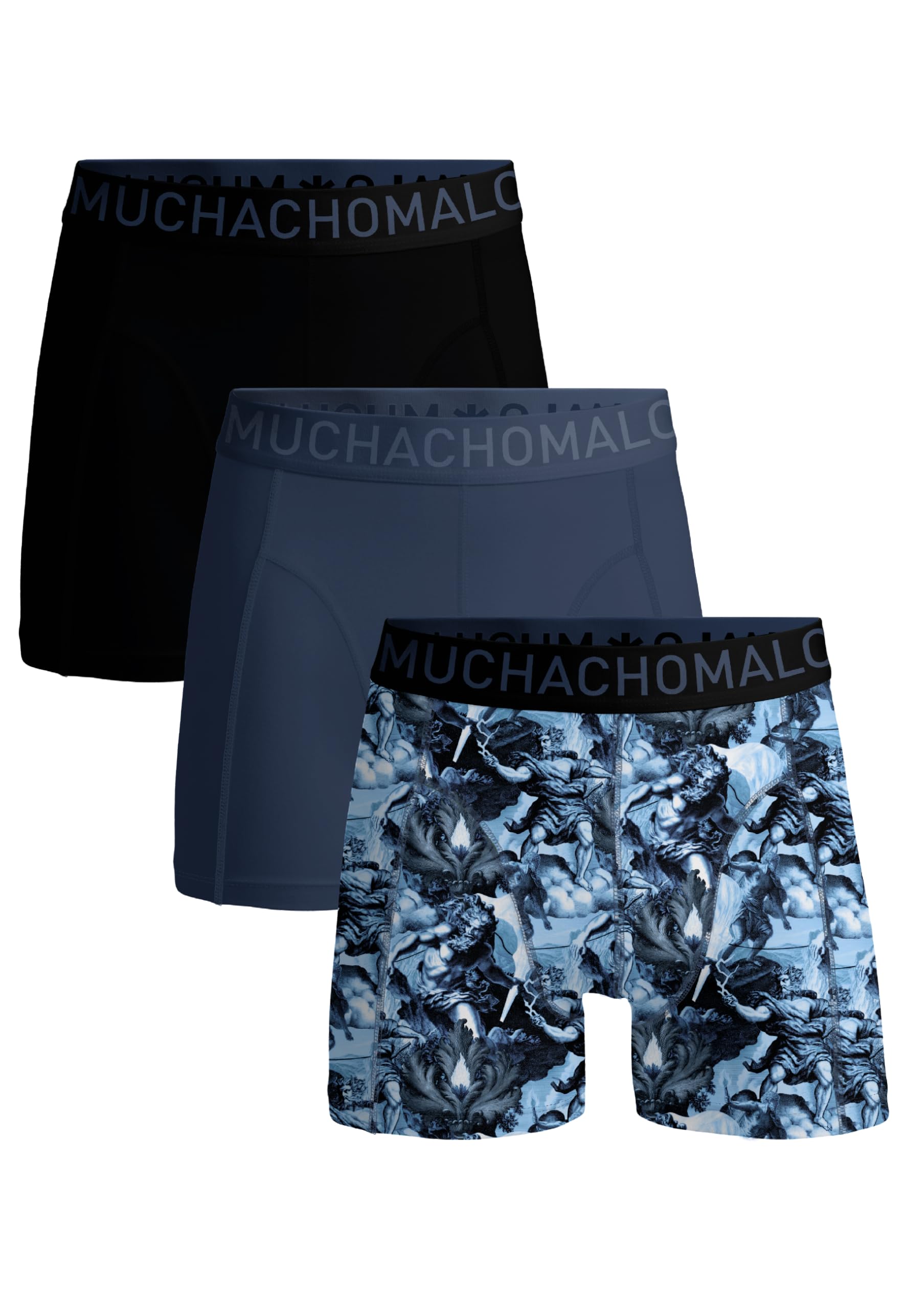Muchachomalo Uomo Boxer 3-Pack, Tinta Unita, Microfibra, Fascia Elastica