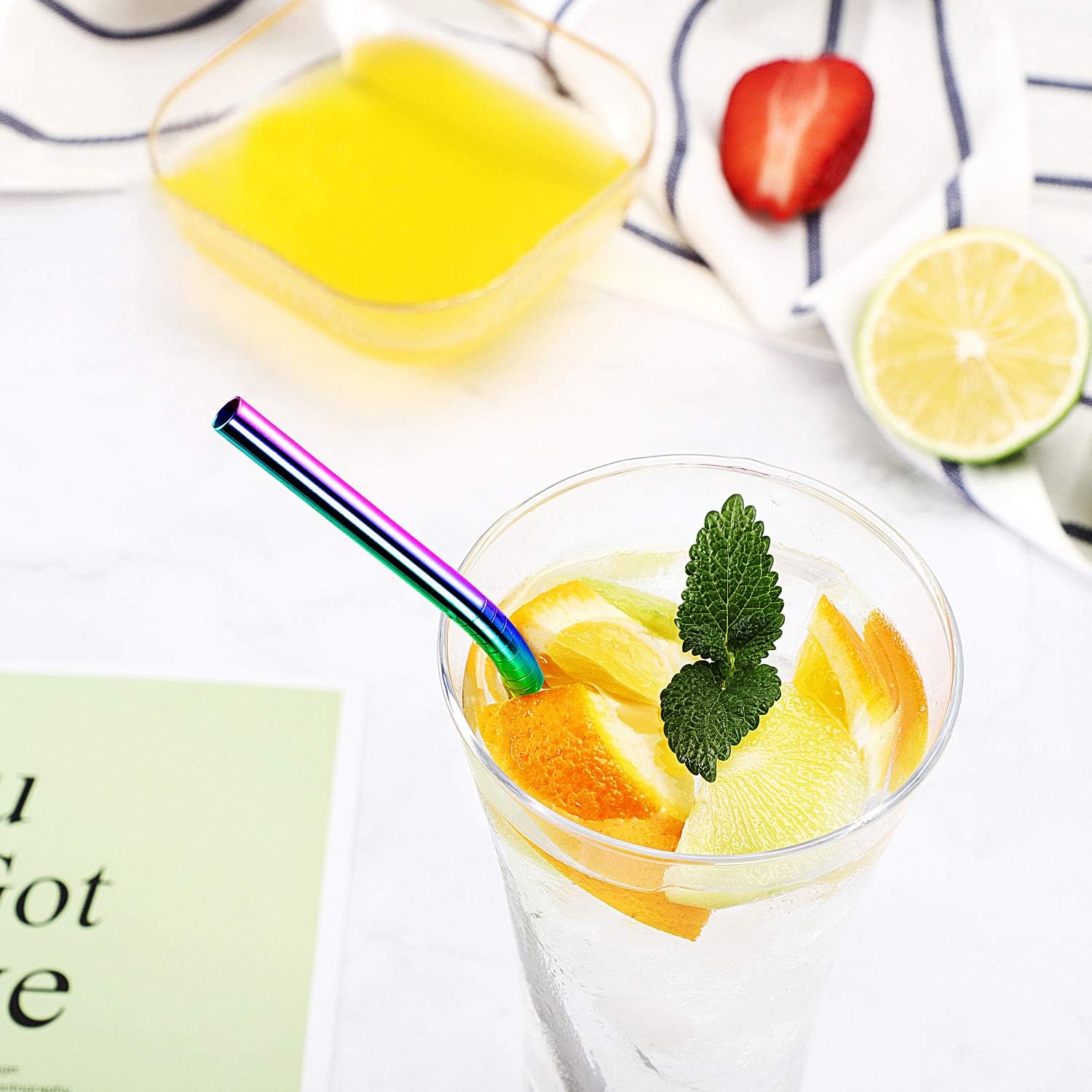 Wееklу Tор Sаlе Metal Straws Stainless Steel Straws 16 Pcs 10.5 8.5 Reusable Drinking Straws Rainbow Multi Colored Straws for 20 24 30 OZ Yeti Rtic Tumblers with 16 Silicone Tips 4 Cleaning Brush 1 Case