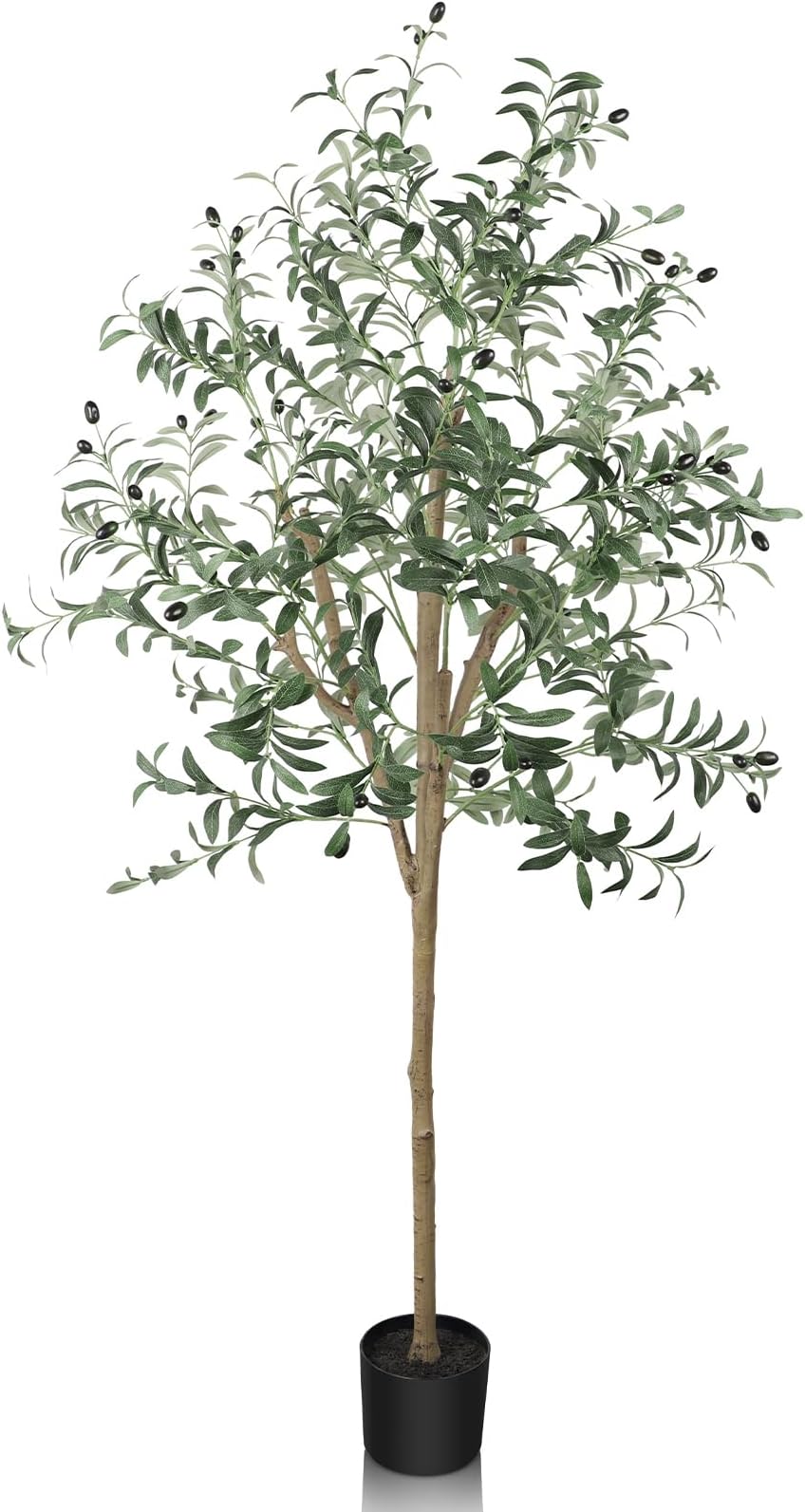 YOLEO 5.5FT Artificial Olive Tree Tall Faux Silk Olive Plant Lifelike Fake Tree for Home Office Indoor Decor (Style 1)