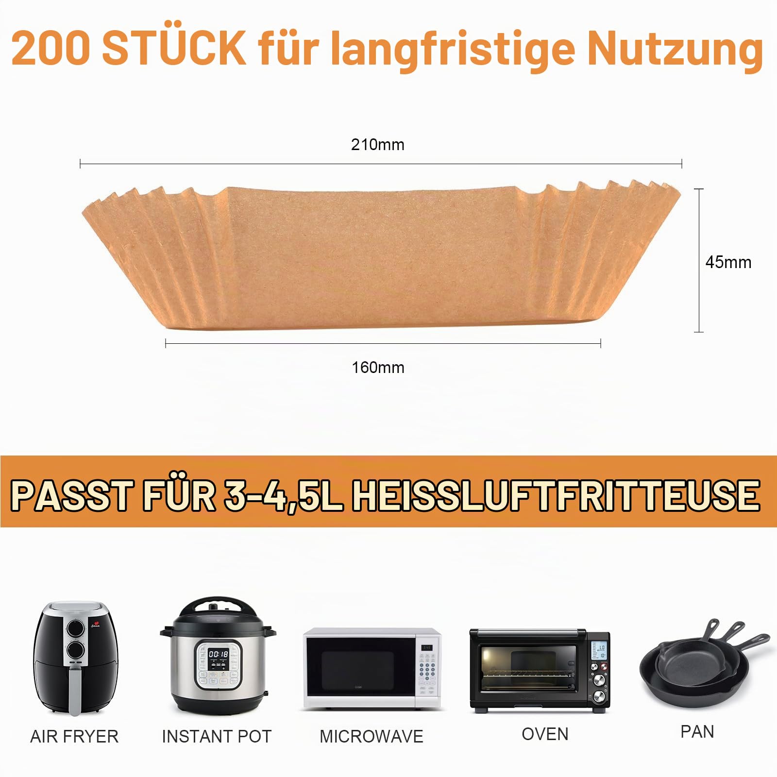 AiQInu Backpapier für Heißluftfritteuse, 200 Stück 16cm BPA-frei Airfryer Backpapier Eckig Wasserdicht Ölfest Pergamentpapier Liner Airfryer Zubehör, für Heißluftfritteuse Ofen Mikrowelle