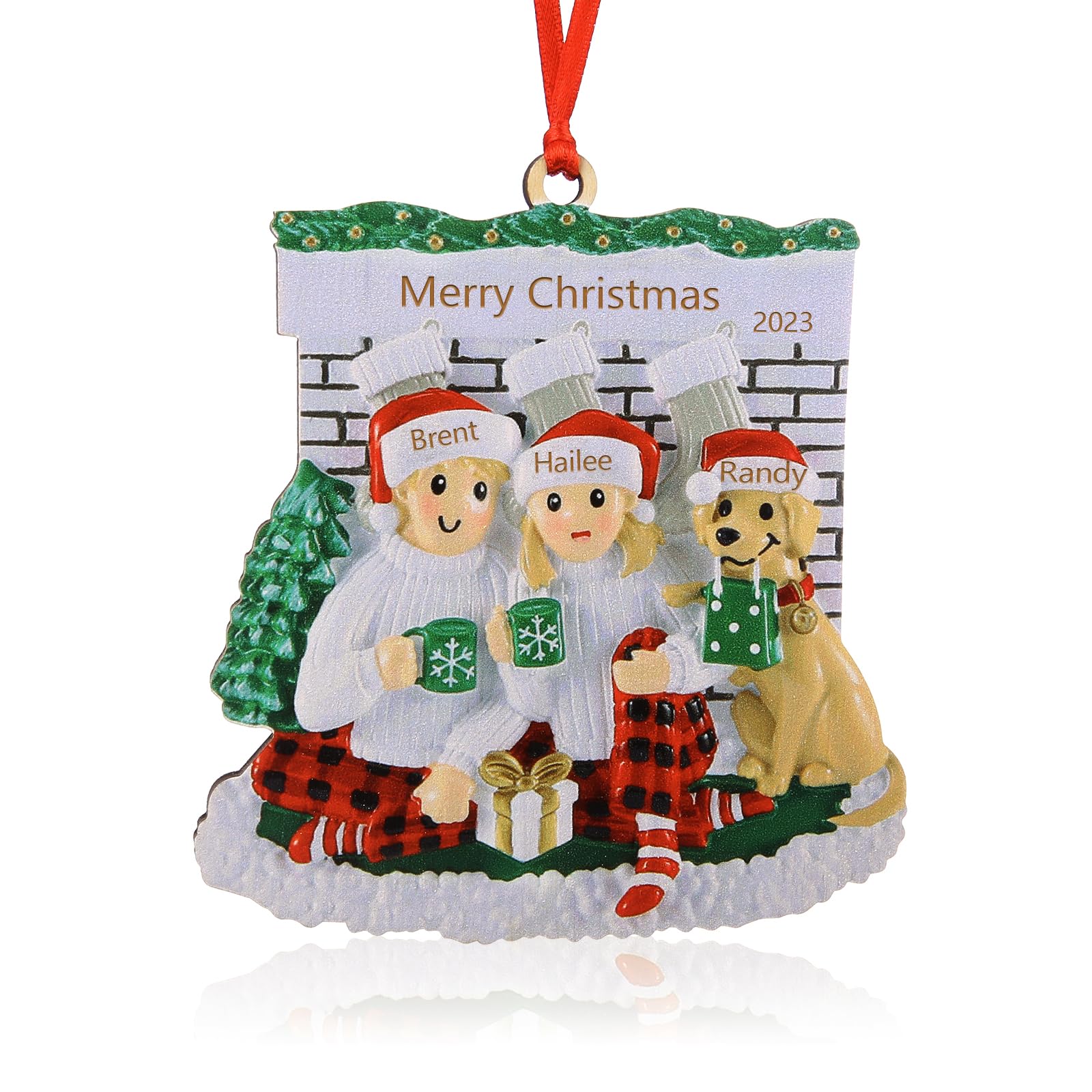 Wamantic Personalised Christmas Decorations, Custom Christmas Ornaments Family of 2-8 Name, Personalised Christmas Tree Ornament Decorations Creative Xmas Ornaments Home Decorations (3-Names, Color-3)