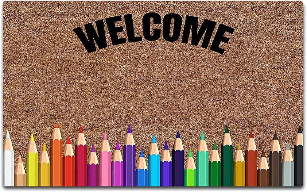 Door Mat Welcome Mat Fun Door Mat Home Outdoor Entrance Fall Door Mat Fun Pencil Non Slip Floor Mat for Home Bathroom Kitchen Entrance 30X18 Inch — image 1
