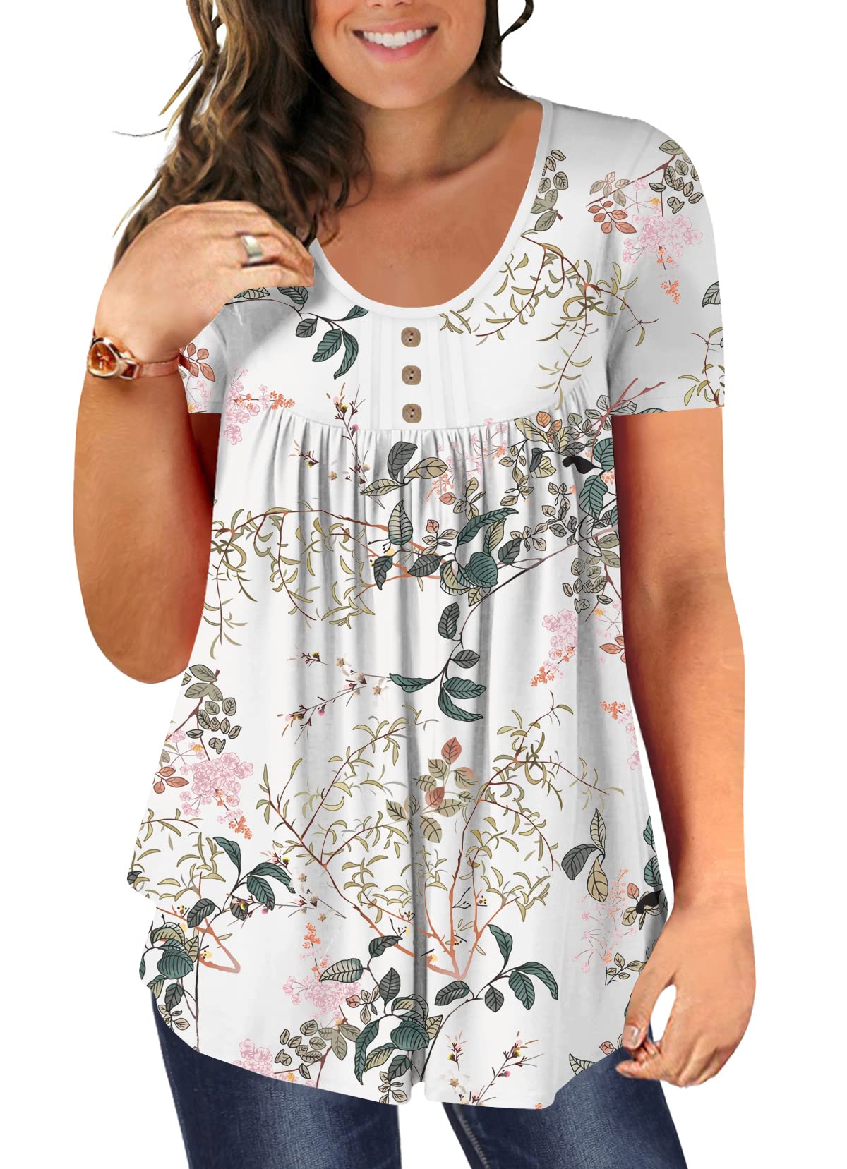 Ulovmi Plus Size Tunic Tops For Women Summer Blouses Casual Shirts