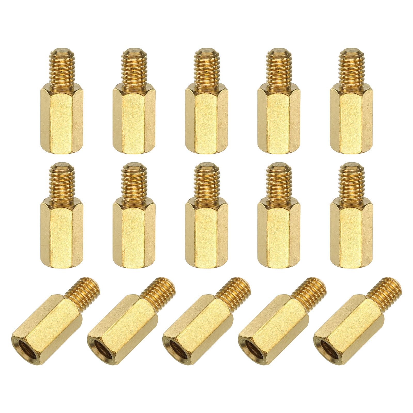 sourcing map 15Pcs Male to Female Thread Spacer Screws, M5 x 12mm + 7mm Brass Hex Standoff Screws PCB Motherboard for Drone Quadcopter, Computer and Circuit Board