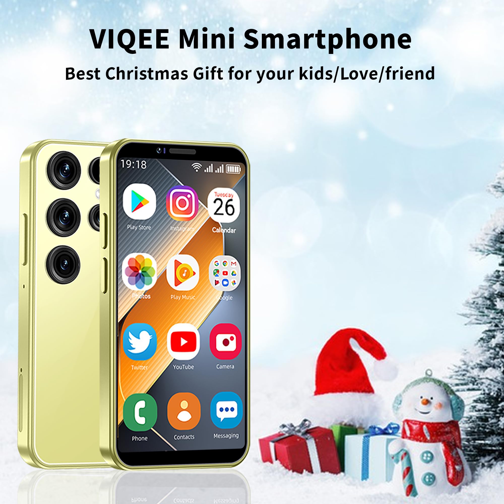 3G Mini Smartphone, Mini Telefono, Smartphone Smartphone Mini, 3.0" HD Screen Mini Phone, 3+64GB Smartphone Piccolo con Divertente Educativa APP Giochi Apprendimento Dipingere Cartoni Animati(Argento)