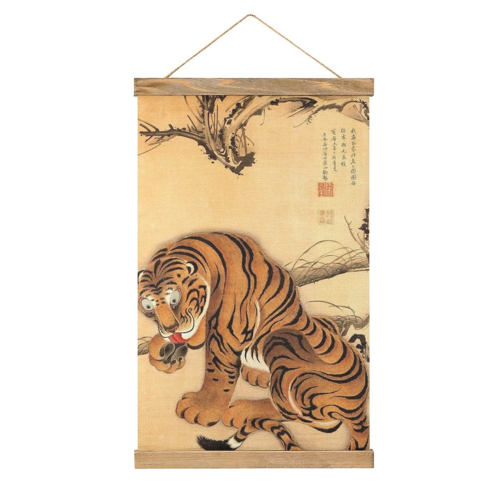 水墨画 Amazon 伊藤若冲 虎 原画 抽象画 モダンアート インテリア