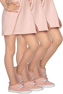Tonia Tonia Paquete de 3 pares de medias italianas para niñas 20 DEN ligeras transparentes lisas pantimedias con base medias escolares de danza y ballet