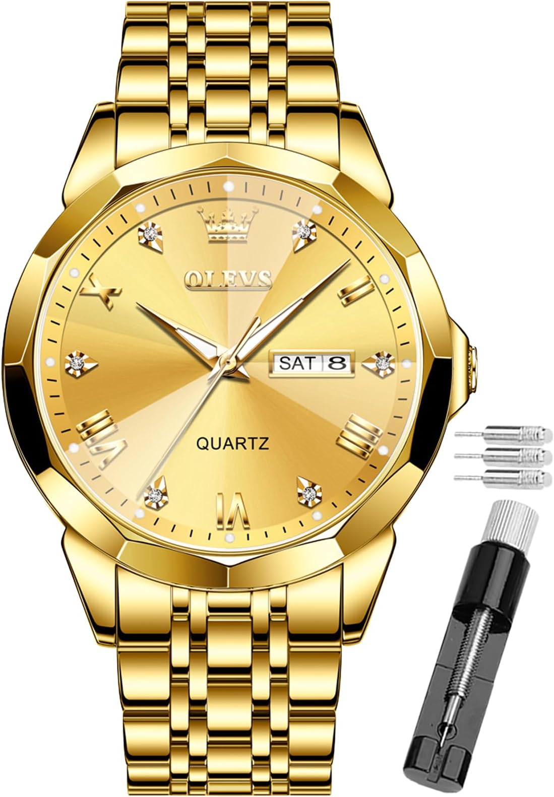 Male Wrist Watches, Analog Quartz Business Stainless Steel Waterproof Luminous Watches Luxury