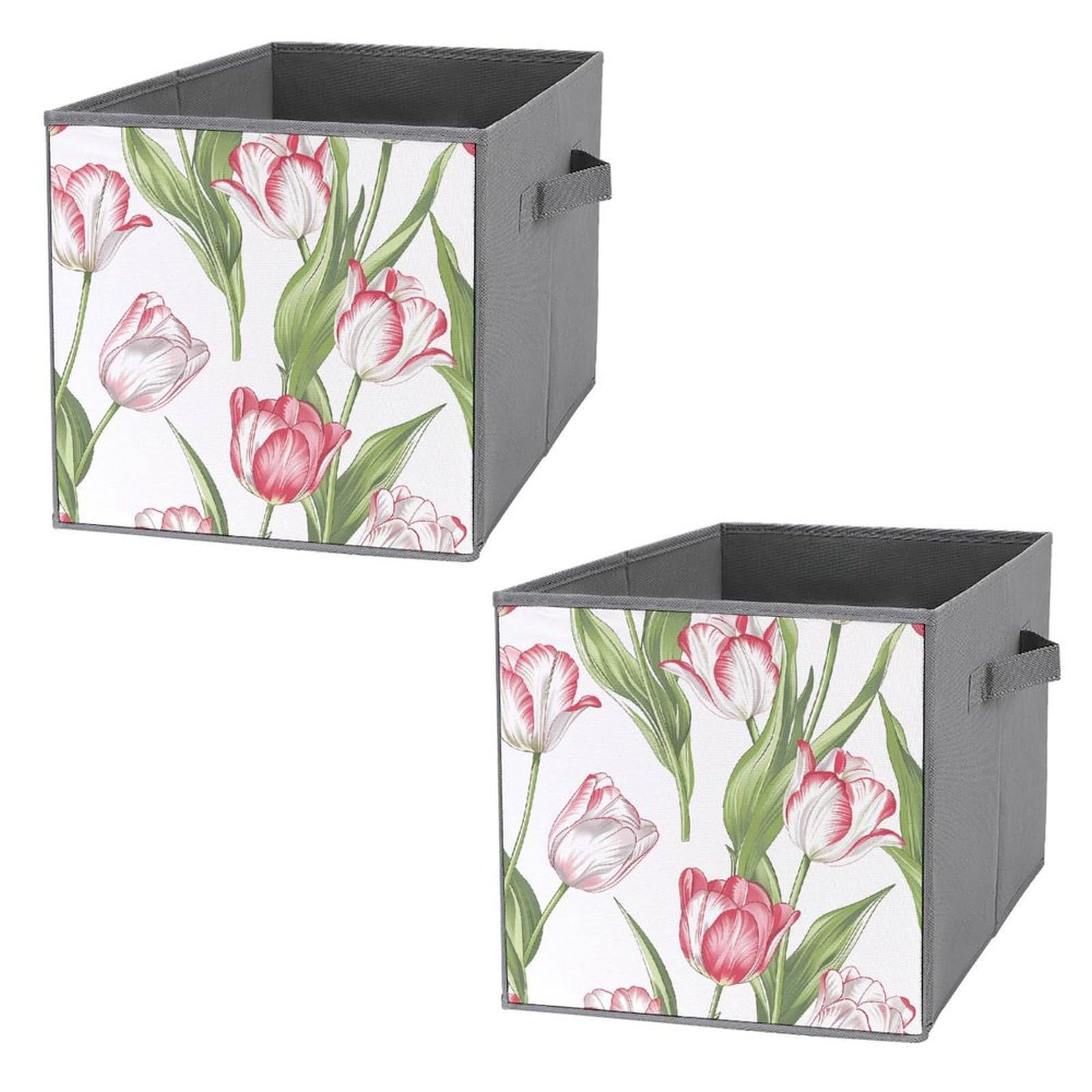 Panier de rangement vêtements pour armoire fleurie lot de 2