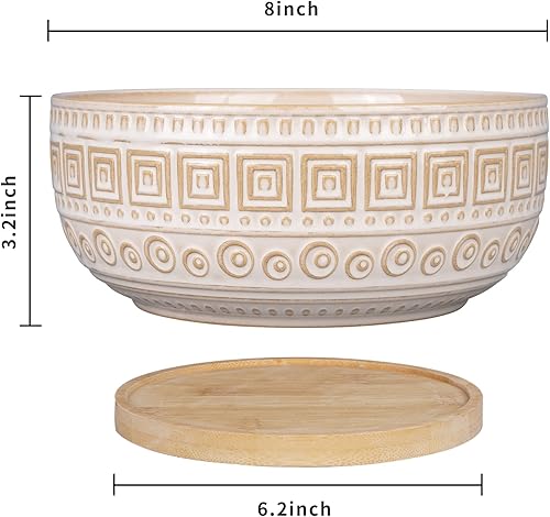 Miniatura 2 de G EPGardening Macetas de cerámica para suculentas de 8 pulgadas, maceta redonda de bonsái poco profunda para plantas de interior con drenaje y