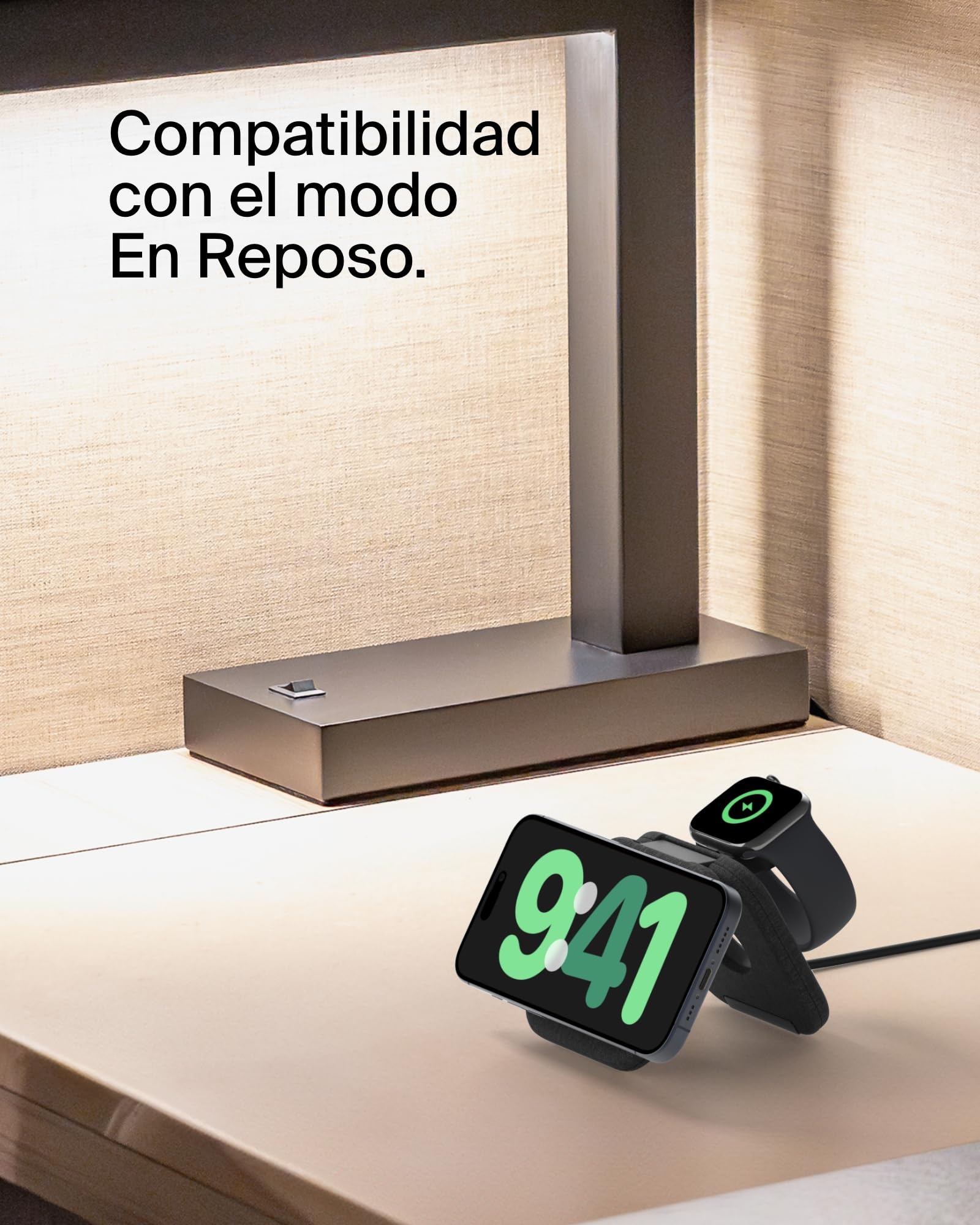Belkin BoostCharge Pro cargador magnético compatible con MagSafe, base de carga inalámbrica 2 en 1 de viaje de 15 W, estación de carga inalámbrica plegable con Qi2, iPhone 16, Apple Watch 10 y AirPods