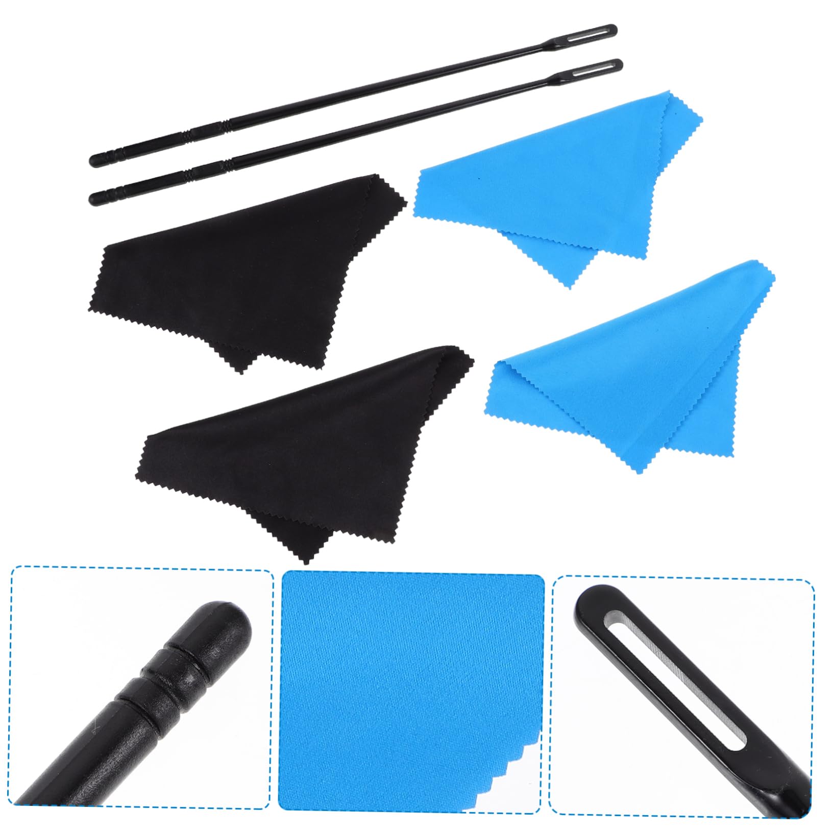 HEMOTON Flute Cleaning Rod and Cloth Set Comprehensive Flute Cleaning Kit Plastic Rods