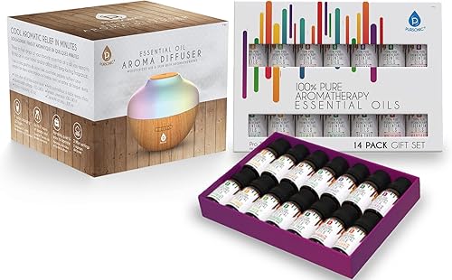 Miniatura 6 de Pursonic Difusor de aromaterapia y juego de aceites esenciales, difusor ultrasónico y 14 aceites esenciales superiores, difusor de 10.1 fl oz con 2