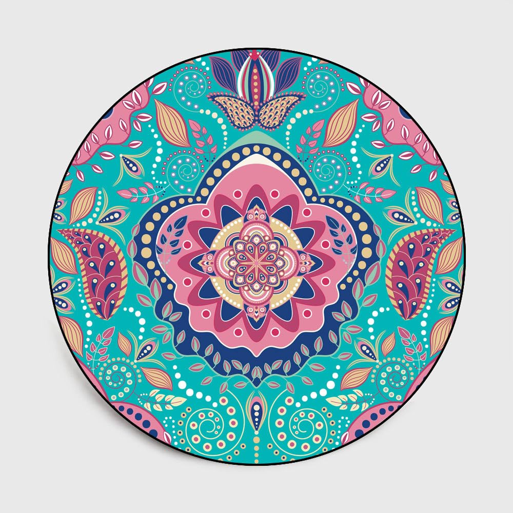 Tapis rond bleu vintage 170 cm pour réchauffer un salon froid