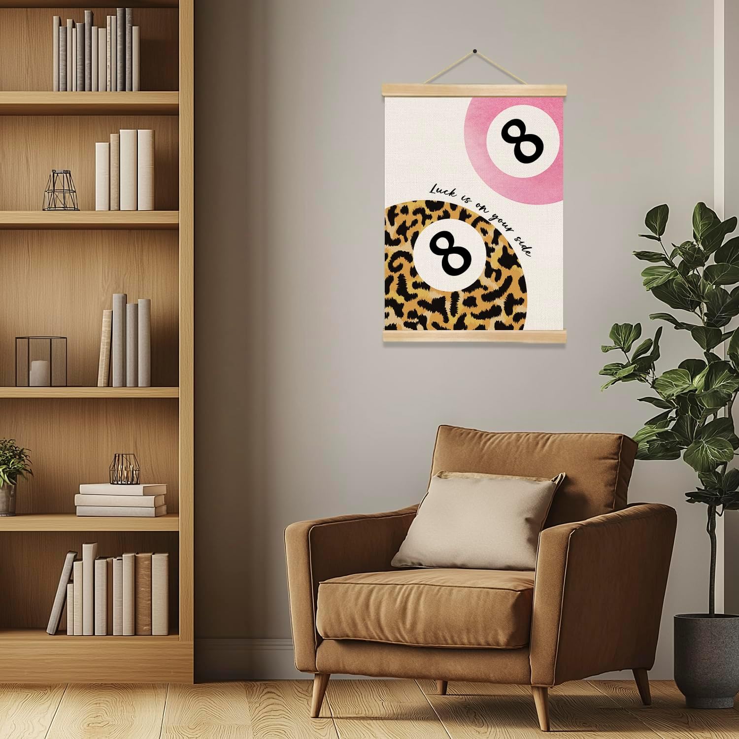 You found a duck Luck Is On Your Side Lucky Number 8 8-Ball Linen Wall Art,Pink Number 8 Wall Poster Decor for Dormitory, Office, or Home, Best Gift for Friends& Sisters 18.5×14 Inch (LKY01) image 4
