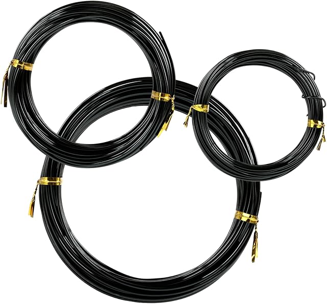 LEMESO Bonsai Wires Anodised Aluminium Training Wire for Bonsai Beginners and Artists, 1mm/1.5mm/2mm Gauge(118 Ft Total, Black)