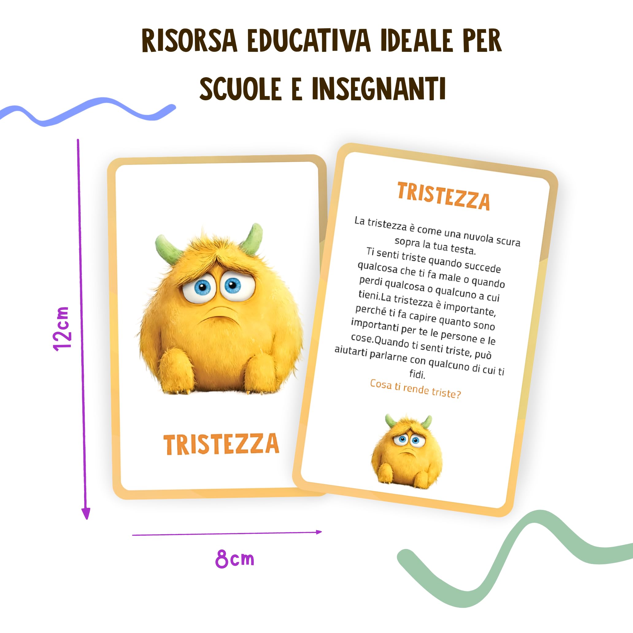 Carte delle Emozioni per Bambini – 40 Carte (32 Emozioni + 8 Extra) con Mini Giochi e Distintivi – Mostriciattoli delle Emozioni – Gioco Educativo per Intelligenza Emotiva – Lingua Italiana – Regalo