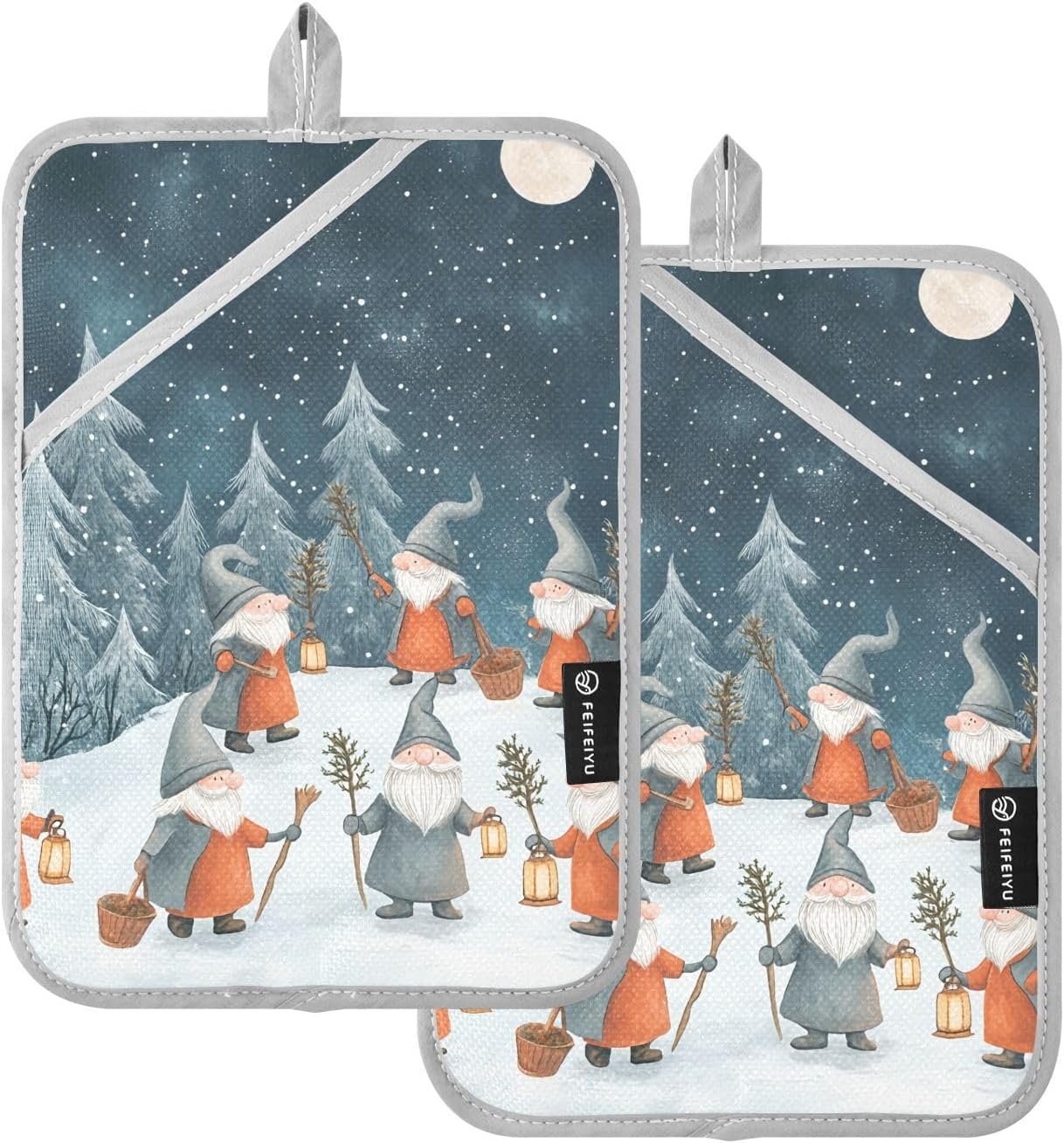 Cute Winter Gnome Pot Holders, 2 Pack
