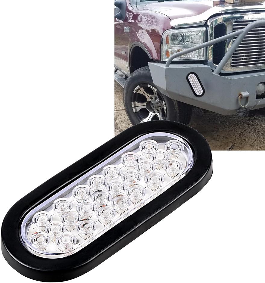 Astra Depot 6" 24 LED Oval Reverse Backup Tail Light w/Rubber Grommet for Truck Trailer Bus RV Camper (1PC, White)