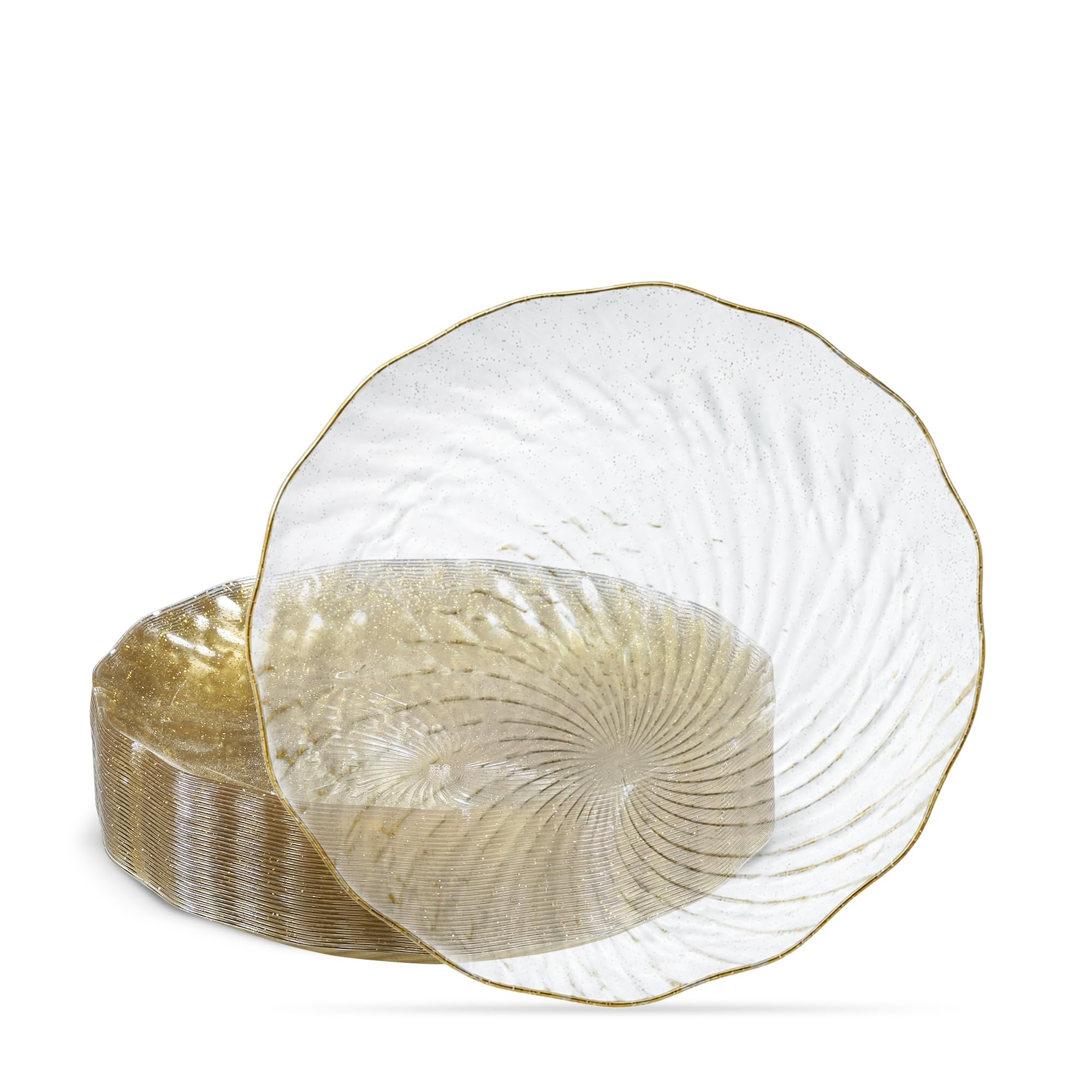 Elegant Disposable Plates & Bowls - Gold Rim Design -13