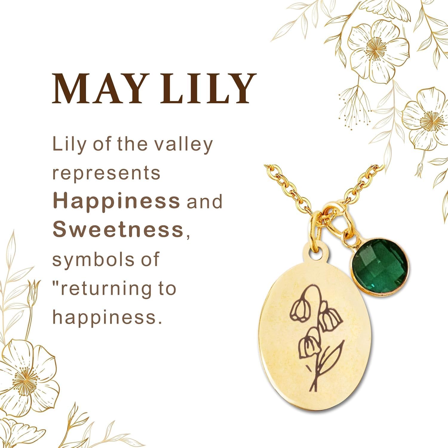 Birth Flower Necklace December Birthstone Necklace Charm Necklace for Mom Birthday Gifts Gold Chain Dainty Gold Necklace for Women Womens Jewelry Personalized for Women Birth Month From Jan. to Dec. - Image 5