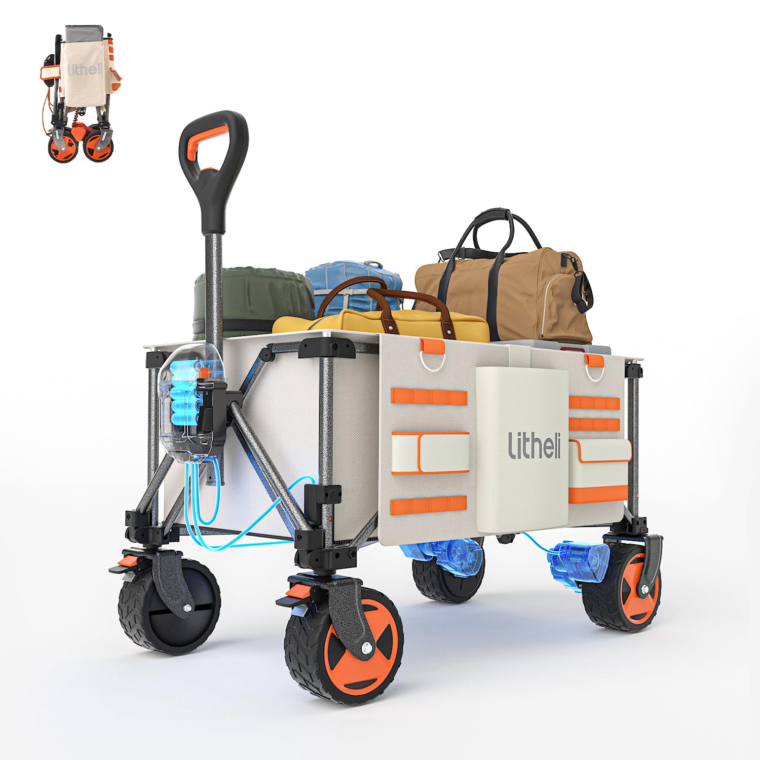 Amazon.co.jp: Litheli 電動キャリーワゴン 大容量150L アウトドア