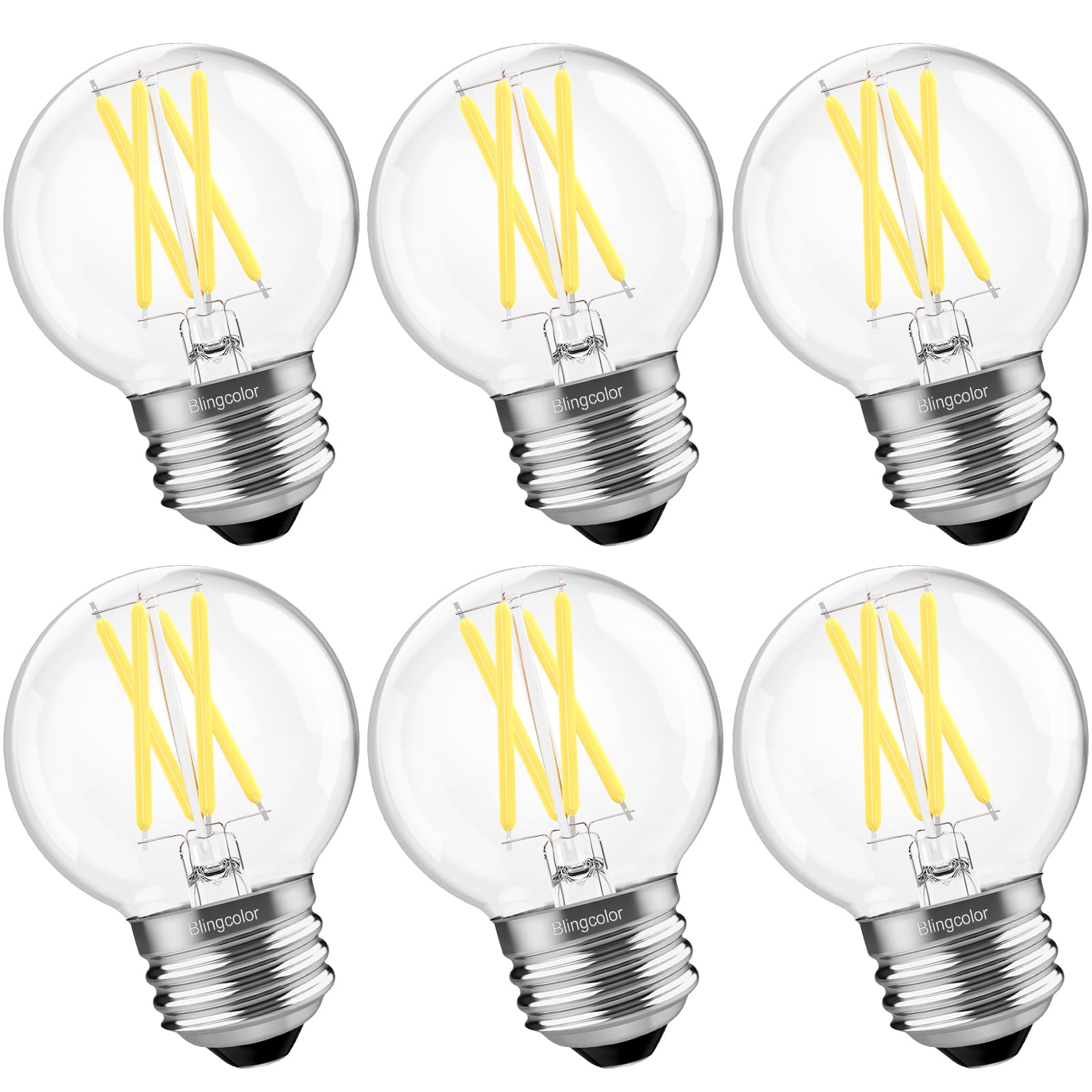 6 PACK Dimmable G16.5 LED Light Bulbs 60 watt, E26 LED Bulbs 60 Watt Daylight 5000K, 6W E26 Globe LED Edison Small Light bulb for Ceiling Fan lights, Chandelier, Vanity Lights, CRI80+, AC120V, 600lm