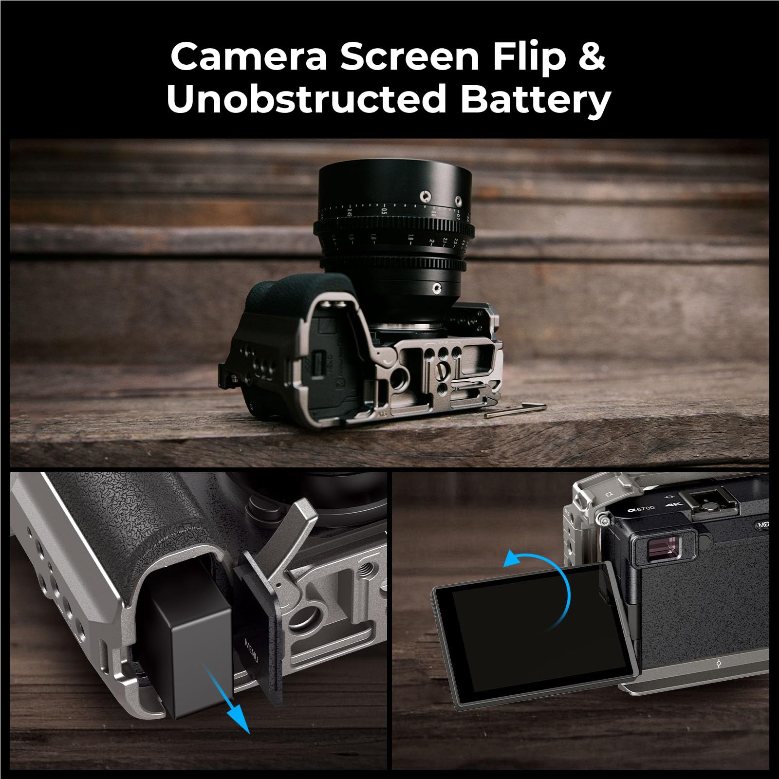 SMALLRIG Hawklock Quick Release Cage Kit für Sony Alpha 6700, mit Mehreren Montageschnittstellen und integrierter QR-Platte für Arca-Swiss-Platte und NATO-Schiene, mit Kabelklemme für HDMI – 5060