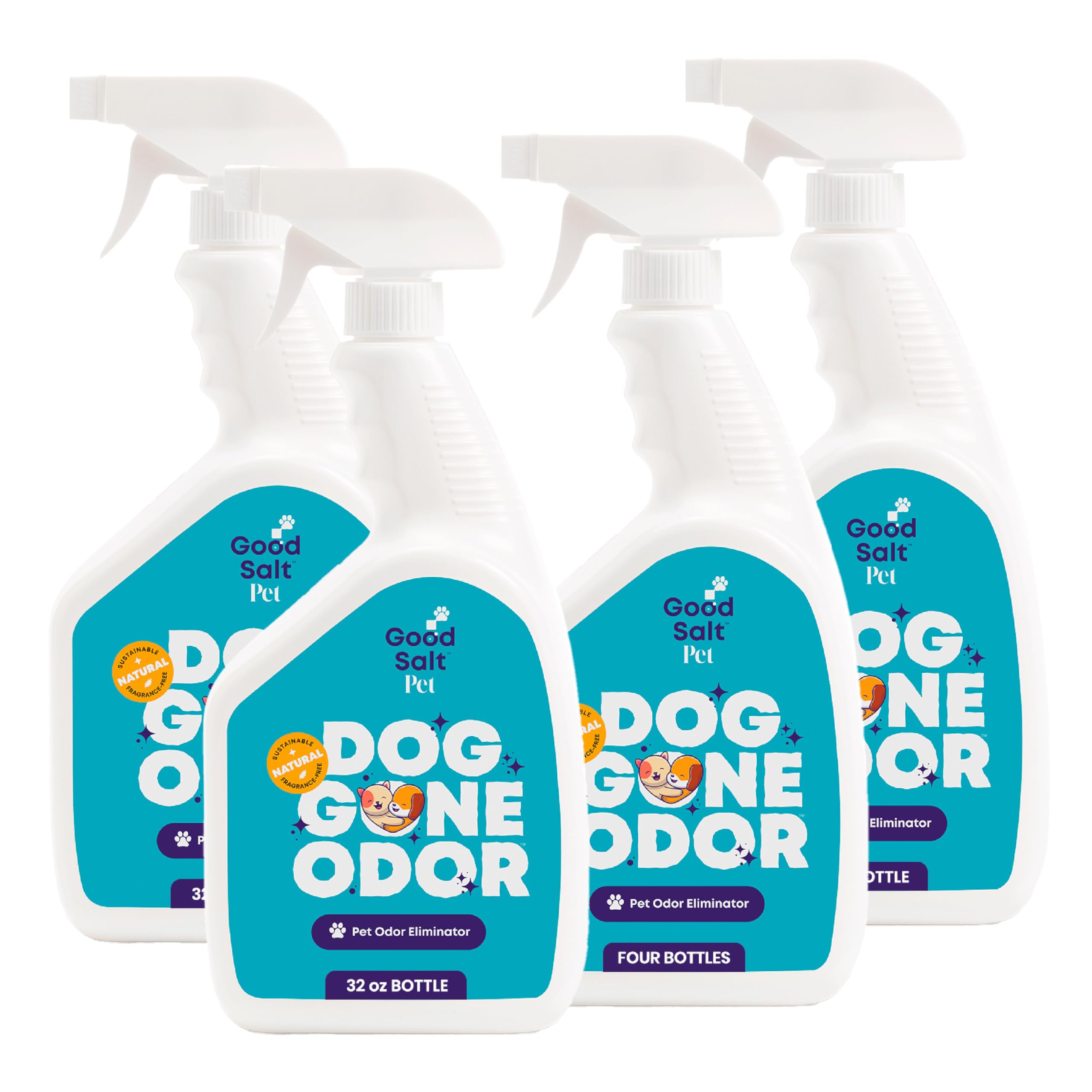 Clean Republic Dog Gone Pet Odor Reducer - Fresh Air Formula Restricts the growth of Harmful Microbes Causing Odor Growth - Reapply Every 30-60 Days - Effective Surface Freshener, 4-Pack, (32 oz)