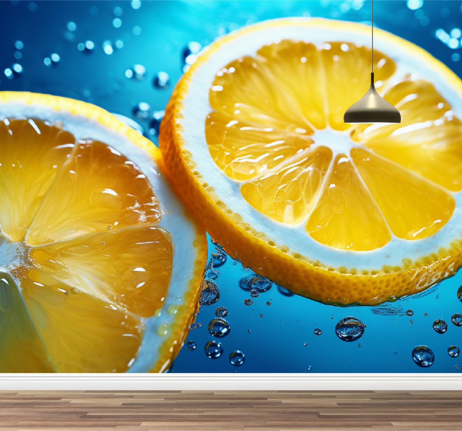 Papier peint 3D citron fruits jaunes décoration murale salon télévision 200x140cm