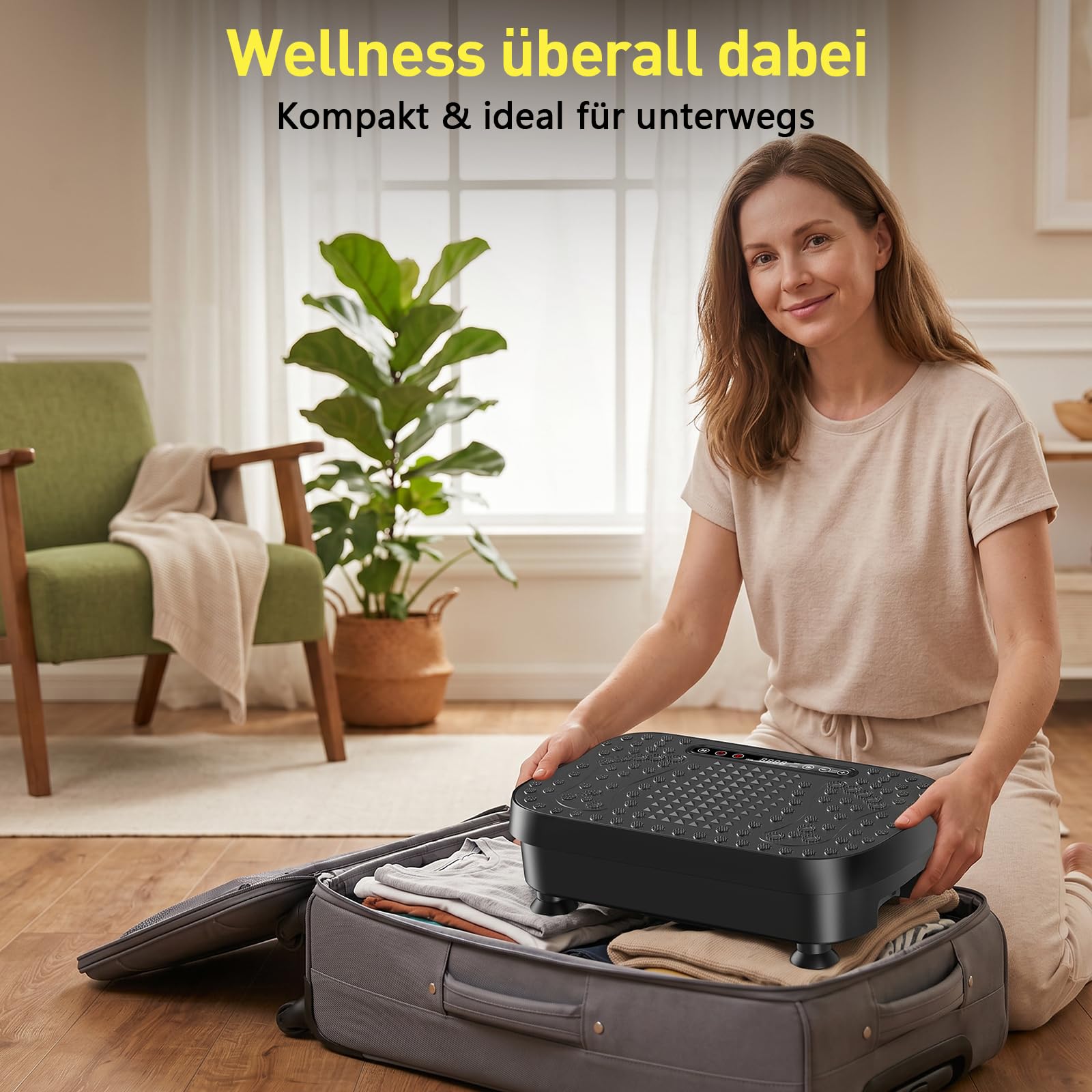 Vibrationsplatte für Lymphdrainage & Gewichtsreduktion – 9 Modi Vibrationsplattform, 3D Upgraded Fitnessgerät, Heimtrainer für Zuhause