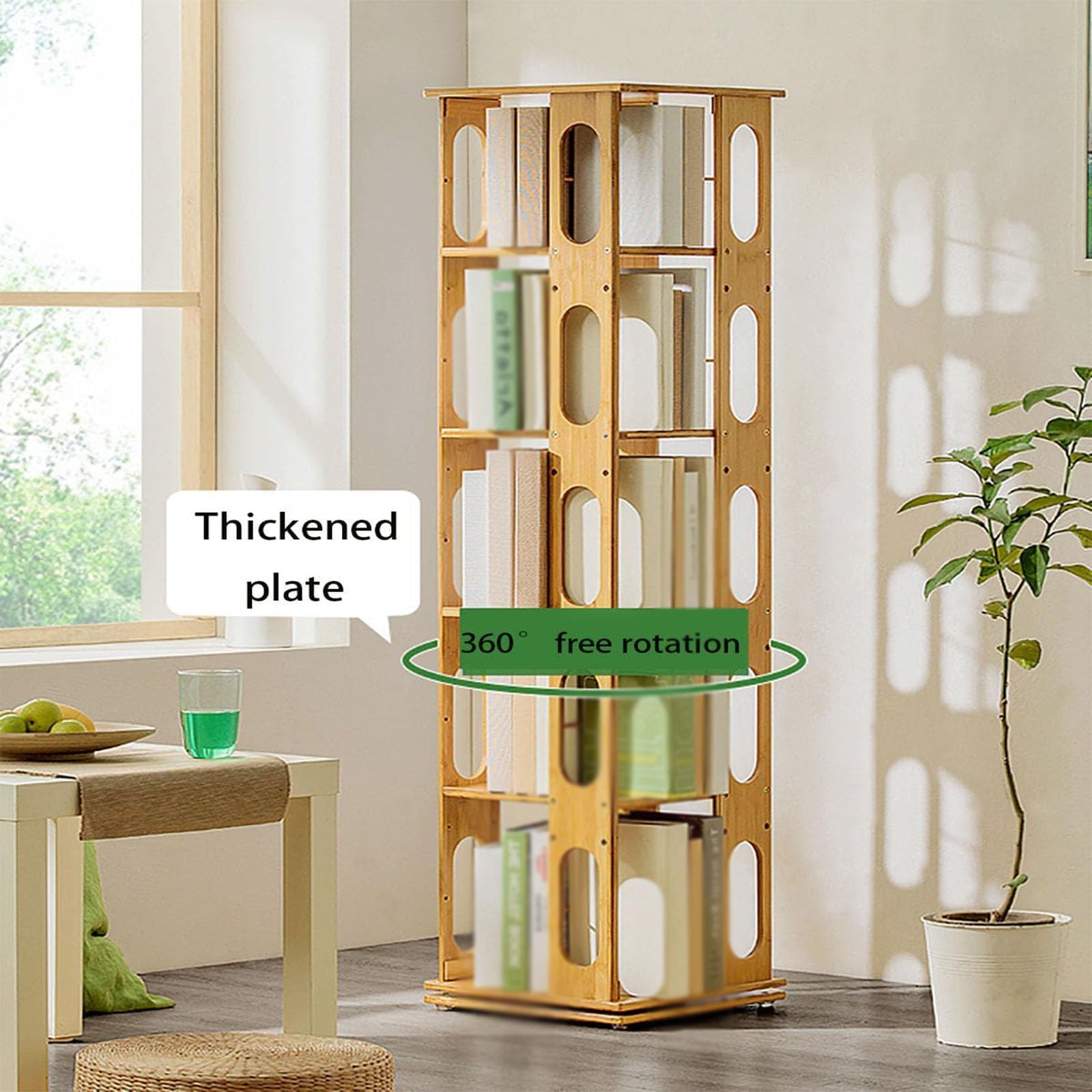 Espositore per libri per bambini rotante a 360° con armadietto per libri illustrati per bambini in legno da pavimento in piedi organizer per angolo domestico