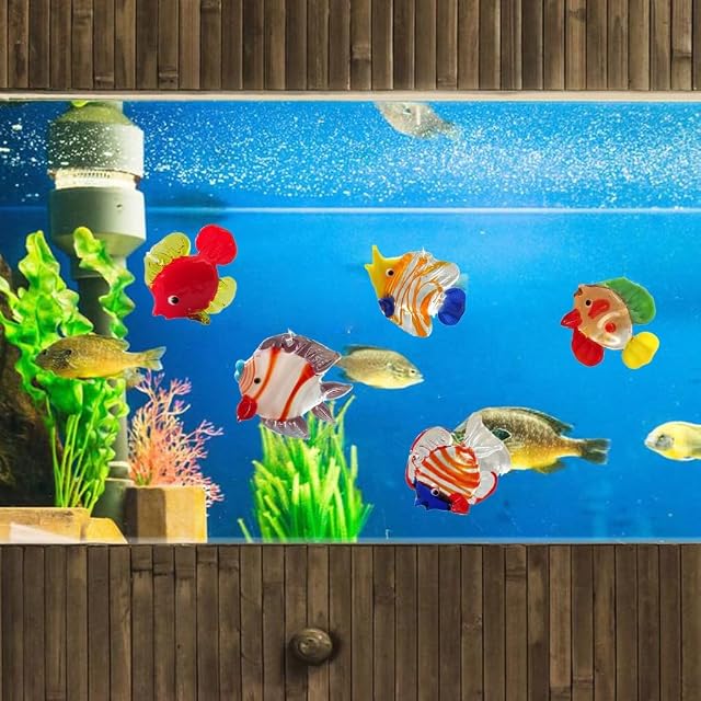 Foto 5 de 8 de Chevnzev 6 piezas de decoración de peces flotantes de cristal colorido para acuario