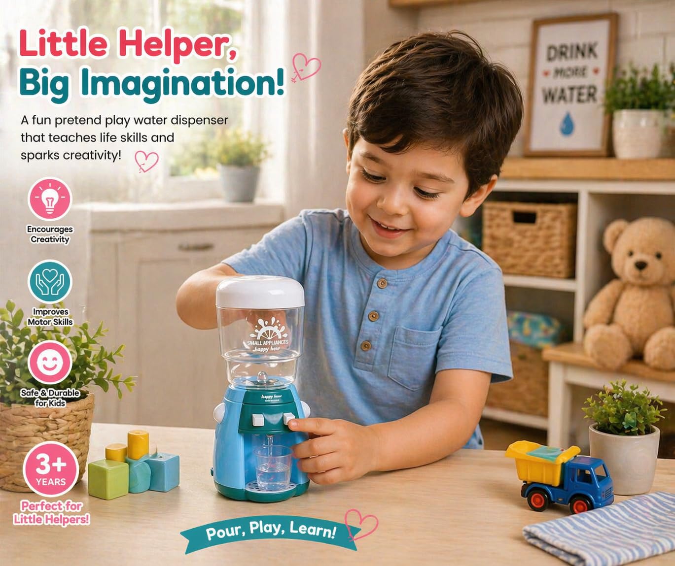 Funzaraw Toys Mini Playing House Kitchen Appliance Toy | Role Play Water Dispenser Filter | Educational Toys for Kids 3 2