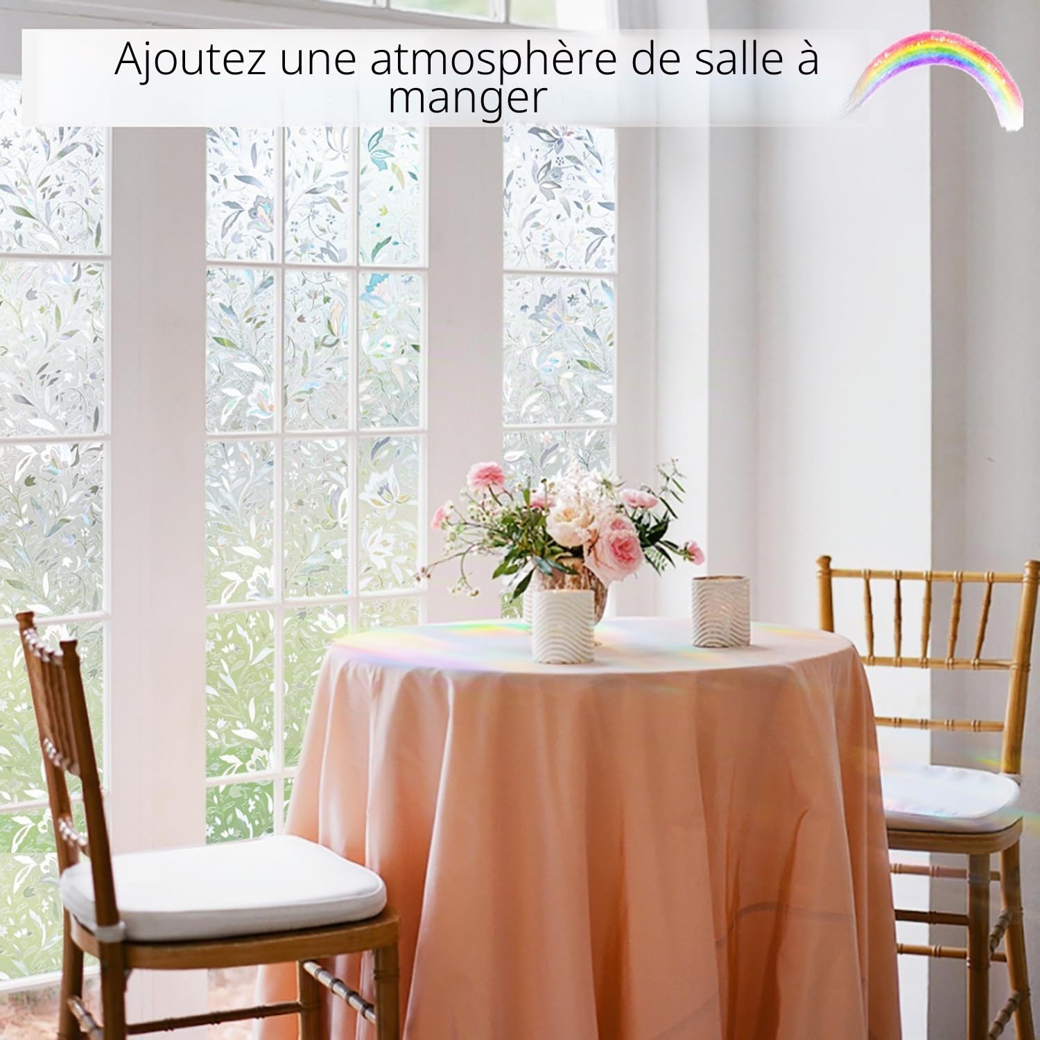 KROMAPOLIS Film Fenêtre Anti Regard Vitrail Tulipe - Électrostatique Anti UV pour Vitre - Vinyle pour Chambres à Coucher et Salles à Manger - 90 * 400cm