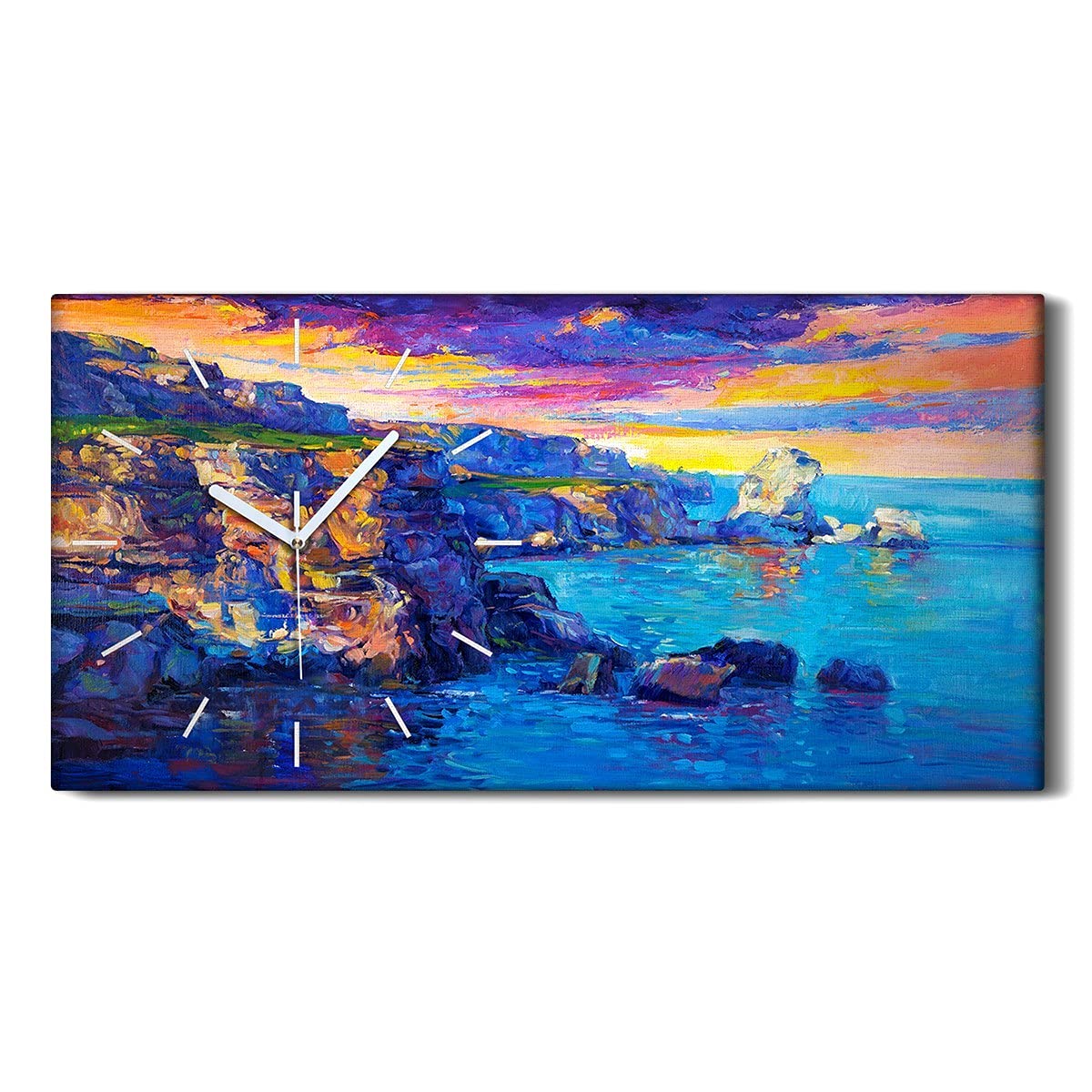 Horloge sur toile moderne 60x30 decoration murale salon