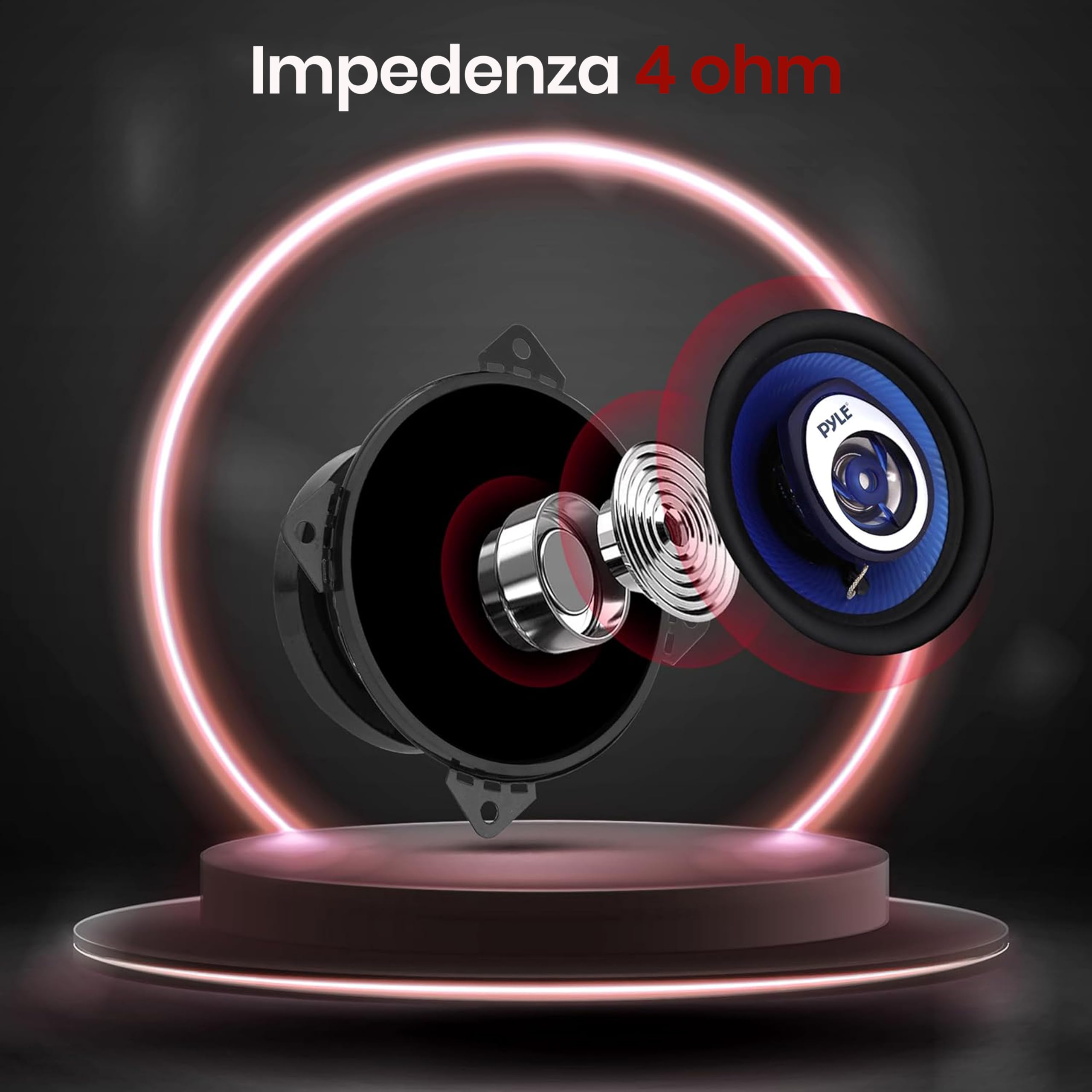 Pyle Casse Auto Stereo Sistema Altoparlanti 16,5 Centimetri Tre Vie, 180 Watt, RMS/360 Watt, Impedenza 4 Ohm, Tweeter Piezo da 2 Centimetri, Audio Triaxiale, Blu