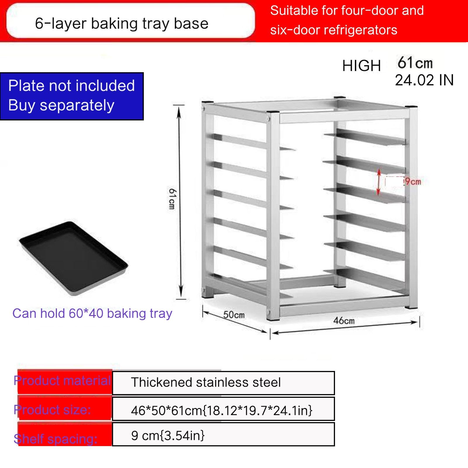 Genérico De Velocidad Para Panadería, Carrito De Bandejas De Alimentos, Carro Bandejero, Bandejas No Incluidas, 5/6 Niveles, 4 Ruedas, Para Hornear Comerciales Y Panaderos(6 tier)