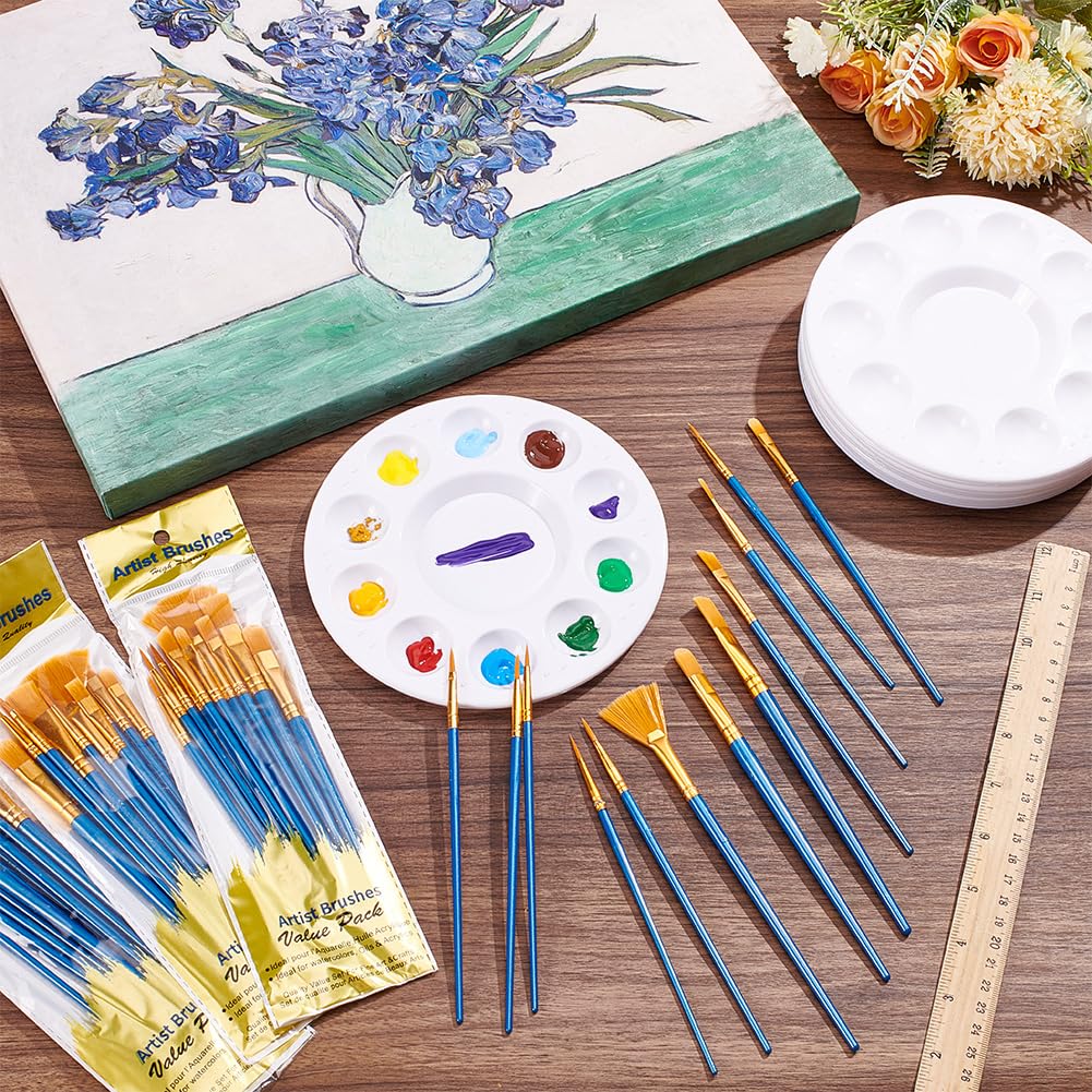 ORIGACH Set di 260 pennelli da 20 pezzi/240 pennelli acrilici e 20 pennelli in nylon per dita e viso, pittura a olio, pittura su pietre, feste per adulti