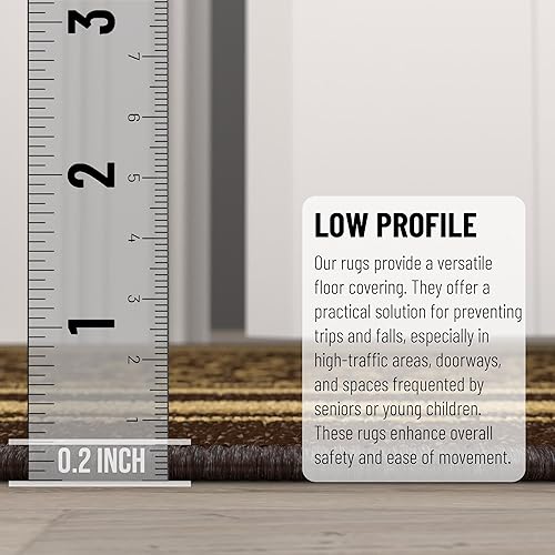 Miniatura 4 de Ottomanson colección Ottohome tapete camino de color estilo contemporáneo con bases antiderrapante parte trasera de hule Polipropileno Marrón