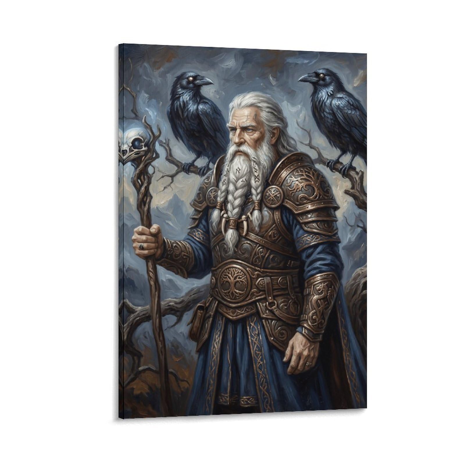 W7C8U2X3 Norse Mythology Odin Canvas Wall Art, Norse Mythology Wall Art