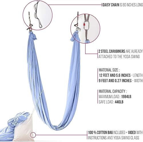 Vista 6 de Silk Aerial Yoga Swing & Hammock Kit for Improved Yoga Inversions, Flexibility & Core Strength