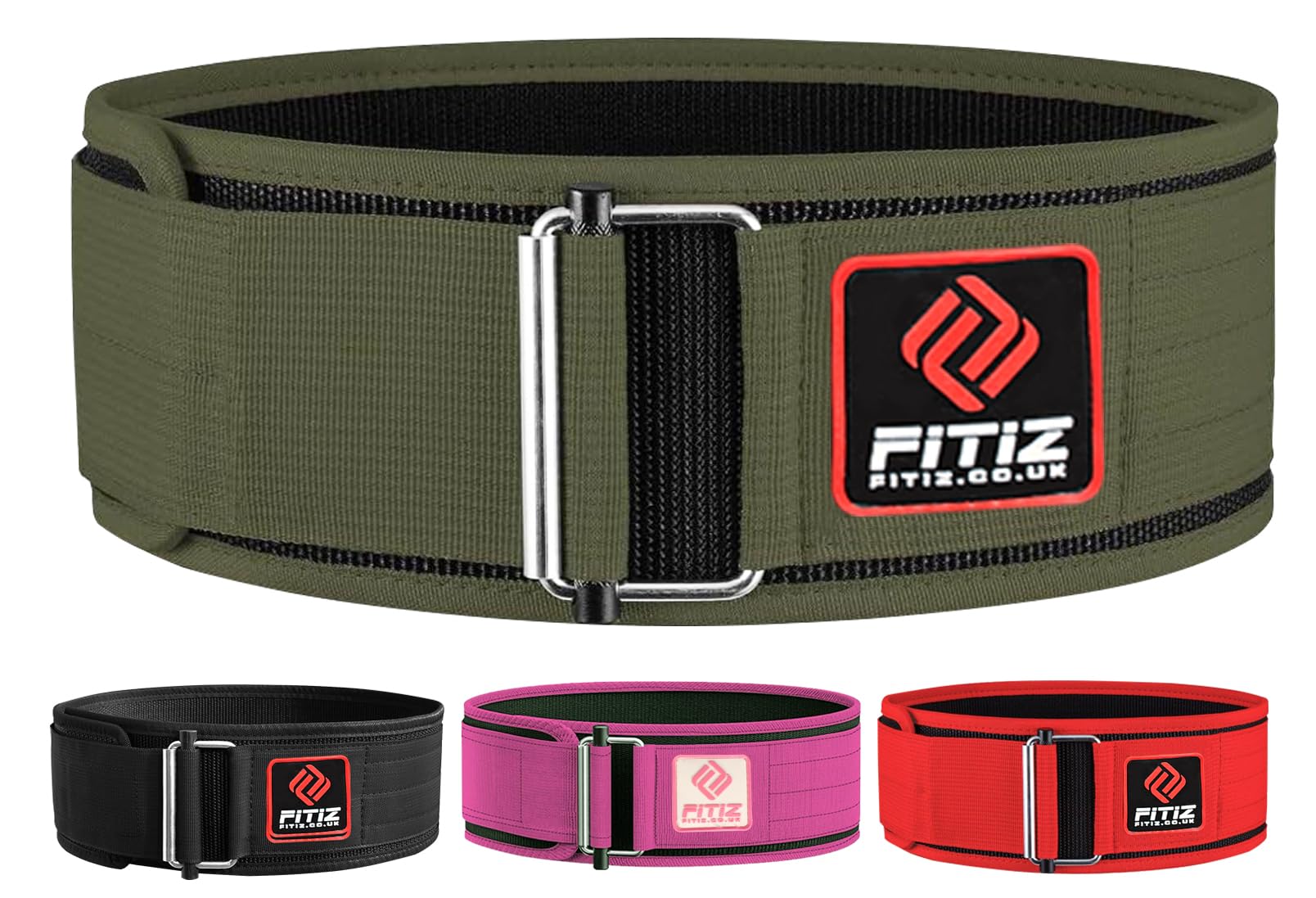 FITIZ Self Locking Weight Lifting Belt for Back Support Premium Weightlifting belt of Men and Women Deadlift Training Belt 4 Inch Nylon with Metal Buckle Adjustable Olympic Lifting Back Support
