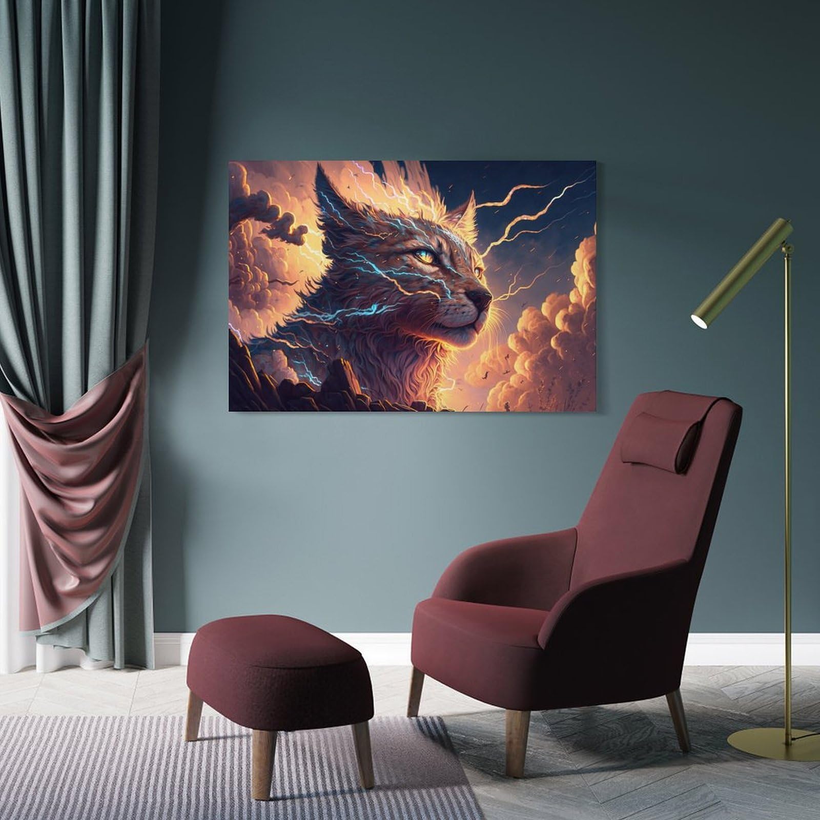sinyumoney Thundercat The Lightning-Struck Feline Wall Canvas for Living Room for Living Room Kitchen Home Decorations Modern Art Prints 20x30inch(50x75cm)