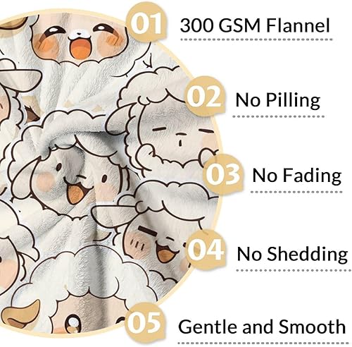 Miniatura 4 de Manta de oveja  Suave, mullida y cálida  Manta de tamaño regazo de 30 x 40 pulgadas para sofá, oficina, bonito regalo blanco para niños y niñas