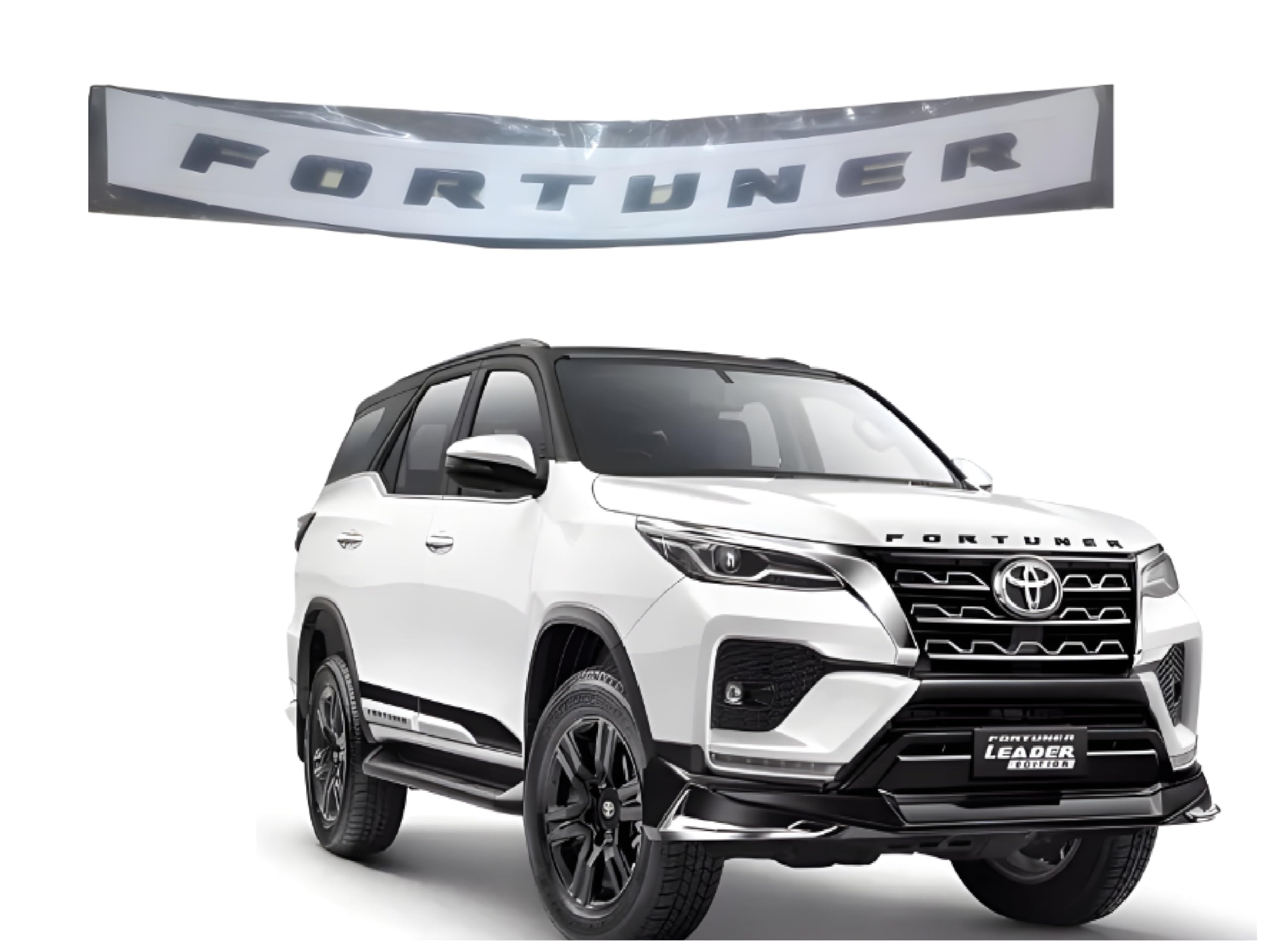SF SmartFix Fortuner Car 3D Bonnet Letters Alphabets Names Chrome, Car Monogram, Logo, Pack of 1 (Black Colour)