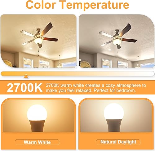 Miniatura 3 de Bombilla LED GU24 hansang, bombilla de forma A19, 9W (equivalente a 100W), 900 lúmenes, 2700K blanco cálido, base de bloqueo de torsión Gu24,